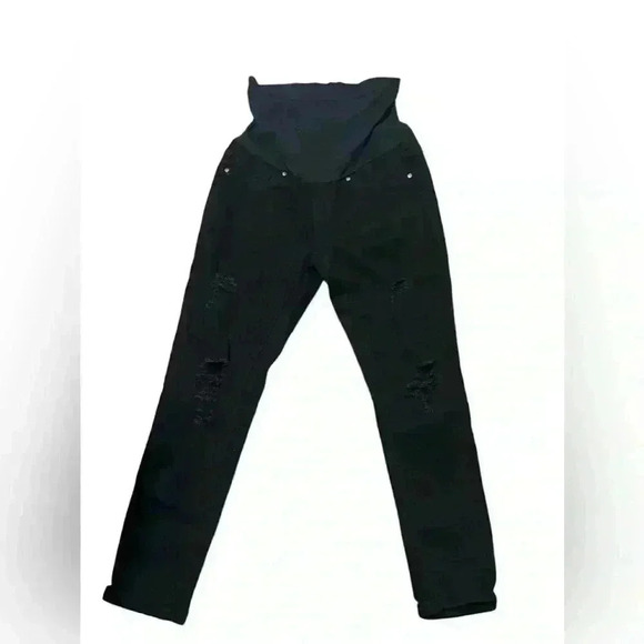 Sandpiper Maternity Ankle Skinny Jeans Womens Size Medium Black Distressed - Picture 2 of 7